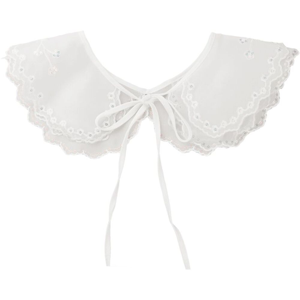 Rhinestone Mini Cape Choker Necklace False Peter Pan Collar White-9